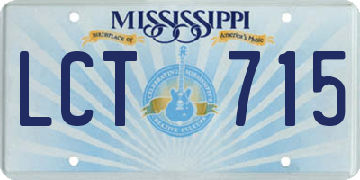 MS license plate LCT715
