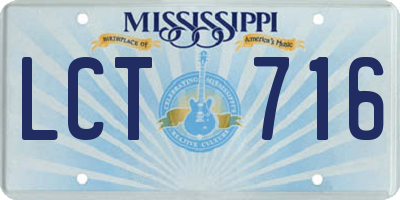 MS license plate LCT716