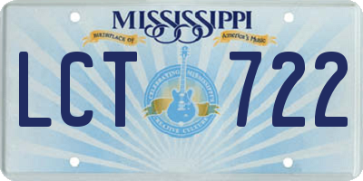 MS license plate LCT722