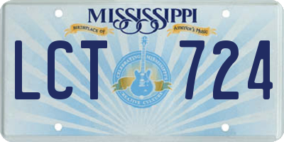 MS license plate LCT724