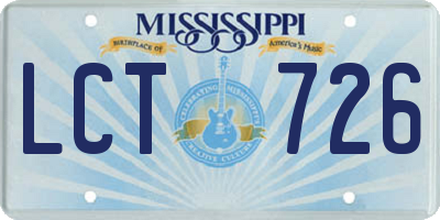 MS license plate LCT726