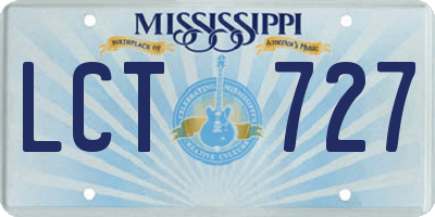 MS license plate LCT727