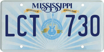 MS license plate LCT730