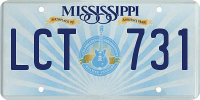MS license plate LCT731