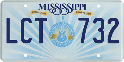 MS license plate LCT732