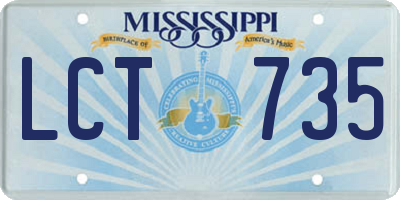 MS license plate LCT735