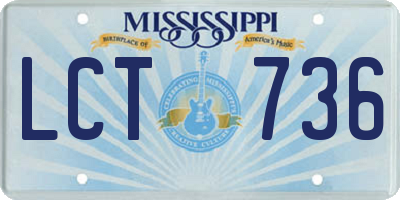 MS license plate LCT736