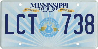MS license plate LCT738