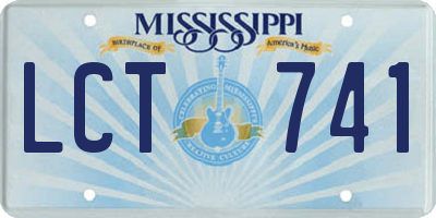 MS license plate LCT741