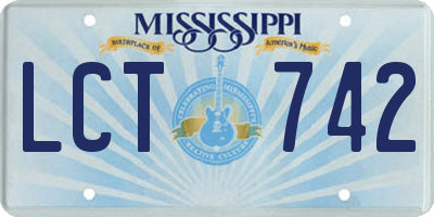 MS license plate LCT742