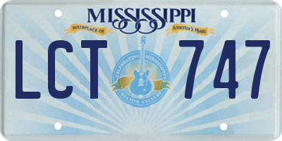 MS license plate LCT747