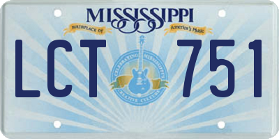 MS license plate LCT751