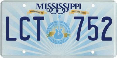 MS license plate LCT752
