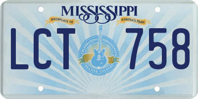 MS license plate LCT758