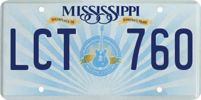 MS license plate LCT760