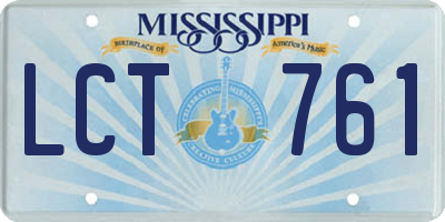 MS license plate LCT761
