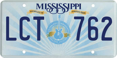 MS license plate LCT762