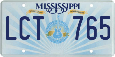 MS license plate LCT765