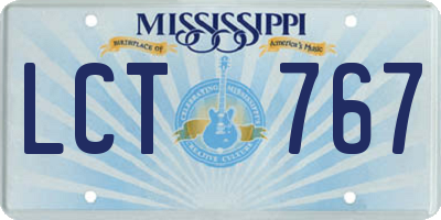 MS license plate LCT767