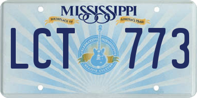 MS license plate LCT773