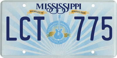 MS license plate LCT775