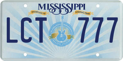 MS license plate LCT777