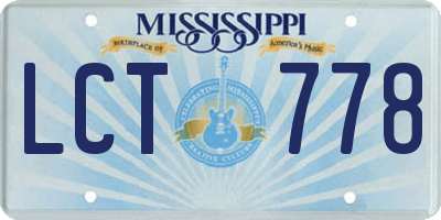 MS license plate LCT778