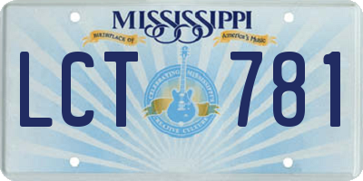 MS license plate LCT781