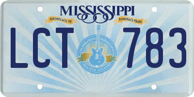 MS license plate LCT783
