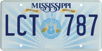 MS license plate LCT787