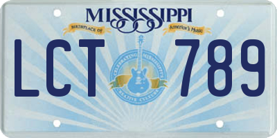 MS license plate LCT789