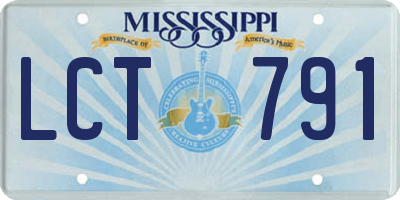 MS license plate LCT791