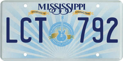MS license plate LCT792
