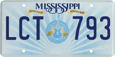 MS license plate LCT793