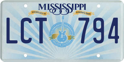 MS license plate LCT794