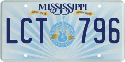 MS license plate LCT796