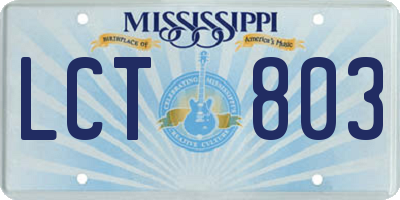 MS license plate LCT803