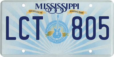 MS license plate LCT805