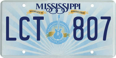 MS license plate LCT807
