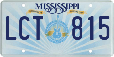 MS license plate LCT815