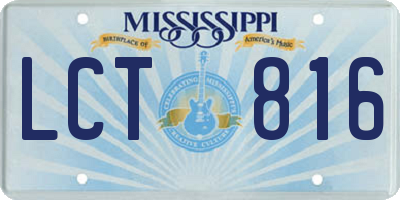 MS license plate LCT816