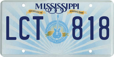MS license plate LCT818