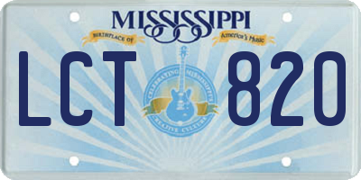 MS license plate LCT820