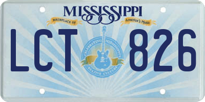 MS license plate LCT826