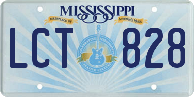 MS license plate LCT828