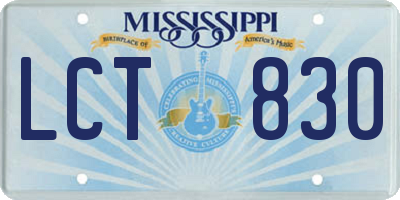 MS license plate LCT830