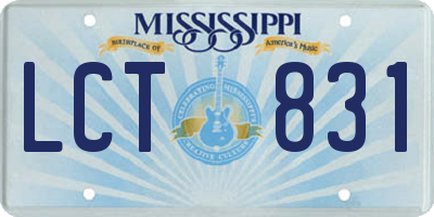 MS license plate LCT831