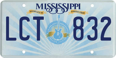 MS license plate LCT832