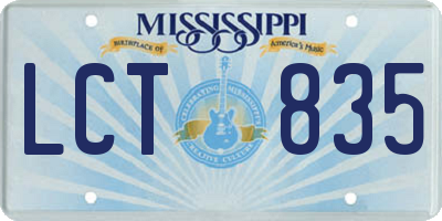 MS license plate LCT835