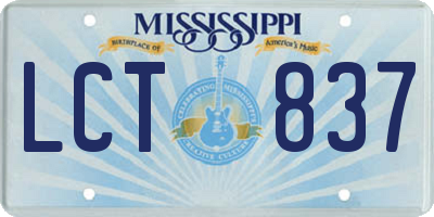 MS license plate LCT837